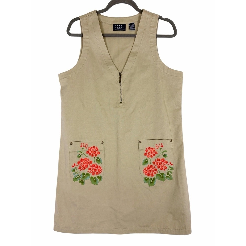 Vintage Crazy Horse Liz Claiborne Hand Painted Dragonfly‎ Jumper Dress M Floral